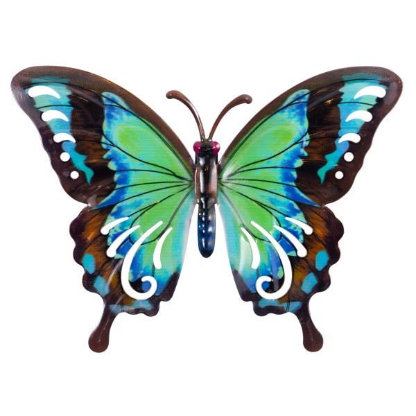 Wanddeko Metall 27cm Butterfly TEAL
