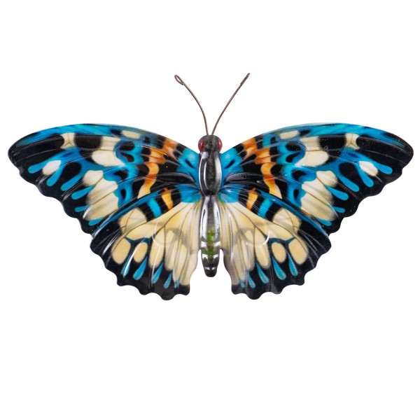 Wanddeko Metall 35cm Butterfly BLUE CRACKER
