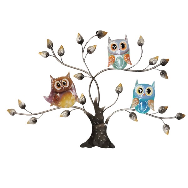 Wanddeko Metall 67cm OWL TREE