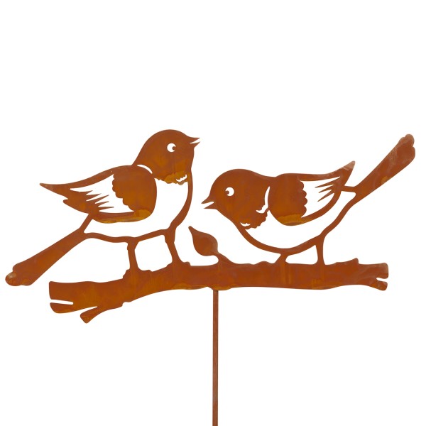 Edelrost Gartenstecker - Birds Couple