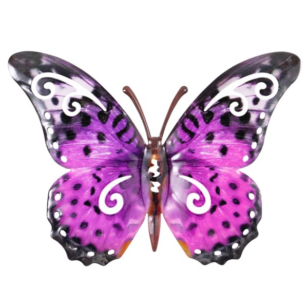 Wanddeko Metall 24cm Butterfly PURPLE DOTS